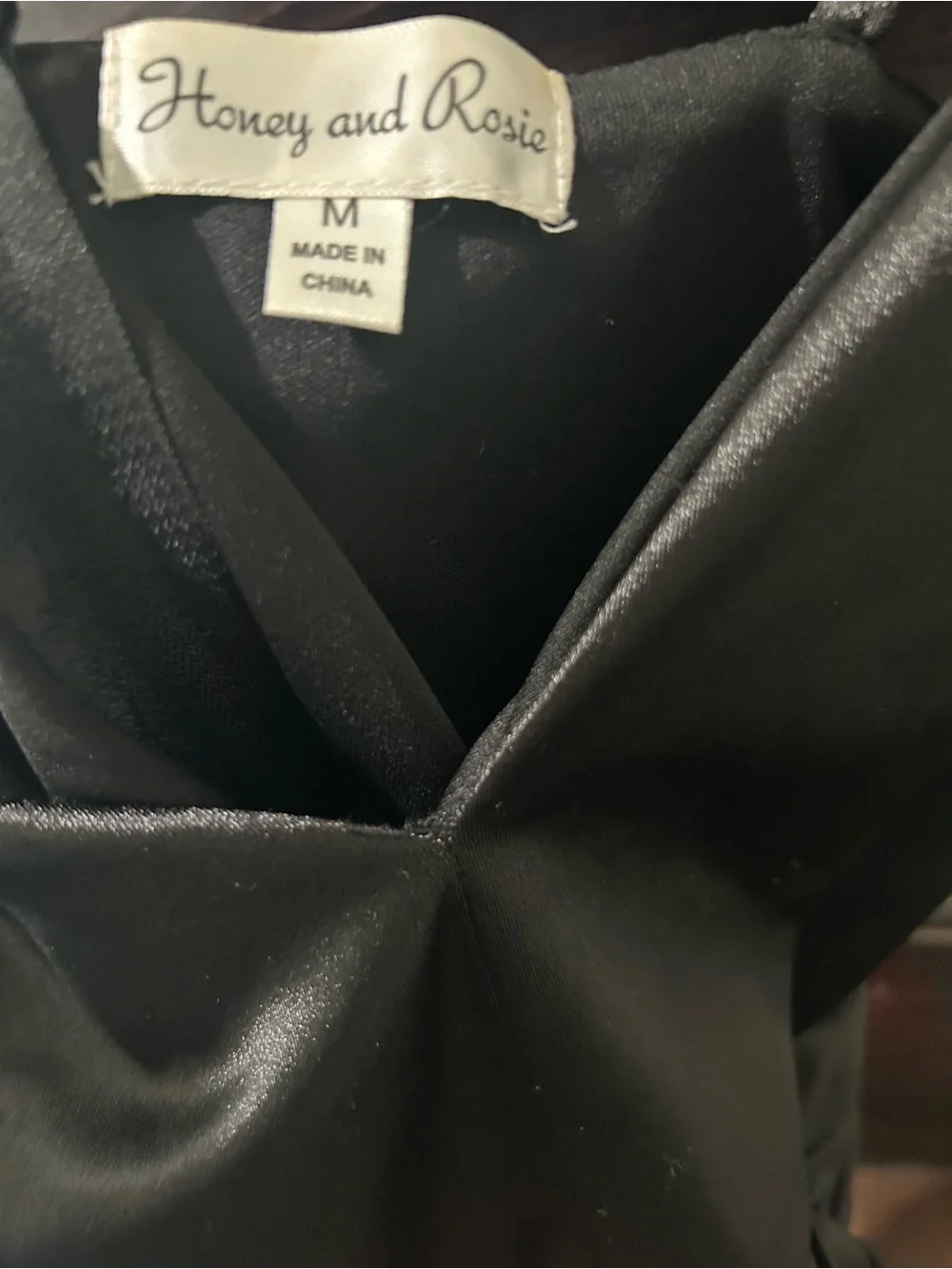 Honey and Rosie Black Satin Ruched Mini Dress